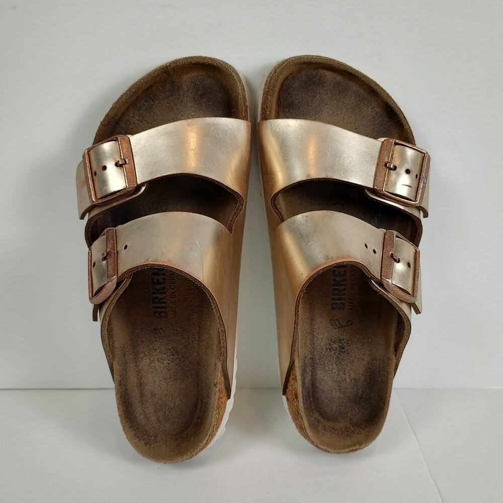 Birkenstock Arizona metallic Rose Gold casual summer sandals womens 6-6.5 (37) - Picture 5 of 9